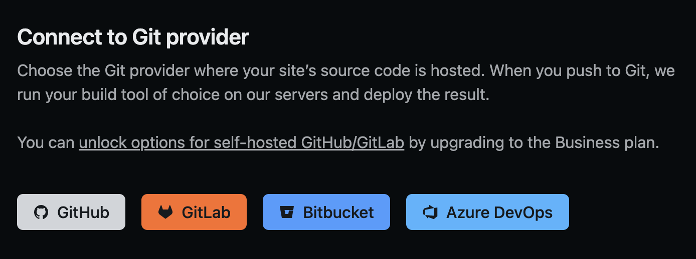 Choosing your site’s Git provider