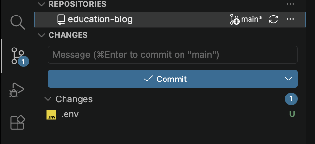 source control tab before updating .gitignore